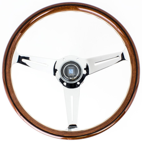 Kormányok 3 küllős sportkormány Nardi Classic ND36, 360mm, fa, króm küllők, 40mm mélység, barna/króm | race-shop.hu