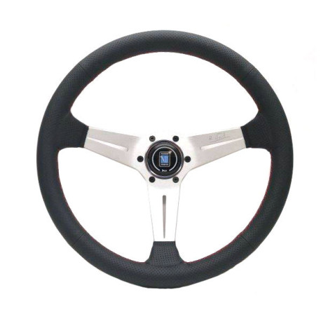 Kormányok 3 küllős sportkormány Nardi Deep Corn, 350mm, bőr, 75mm mélység, fekete/ezüst | race-shop.hu