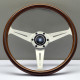 Kormányok 3 küllős sportkormány Nardi Classic ND36, 360mm, fa, látható csavarok, 40mm mélység, barna/ezüst | race-shop.hu