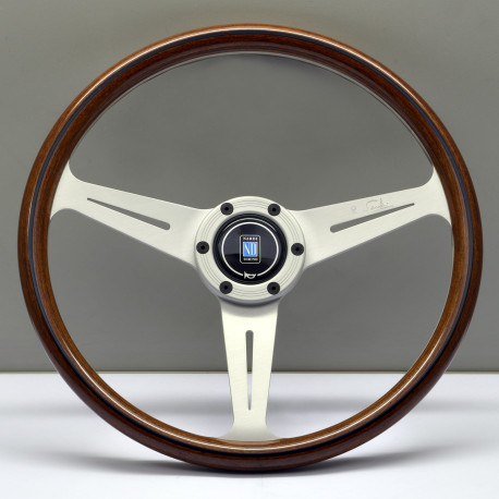 Kormányok 3 küllős sportkormány Nardi Classic ND36, 360mm, fa, látható csavarok, 40mm mélység, barna/ezüst | race-shop.hu
