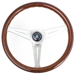 3 küllős sportkormány Nardi Classic ND39, 390mm, fa, 45mm mélység, barna/ezüst