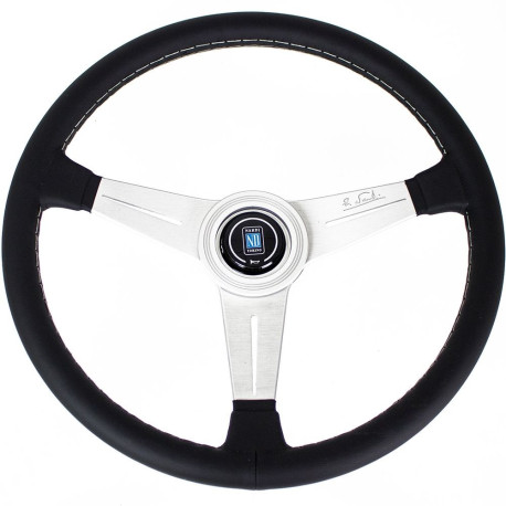 Kormányok 3 küllős sportkormány Nardi Classic ND39, 390mm, bőr, 30mm mélység, fekete/ezüst | race-shop.hu