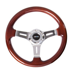 3 küllős sportkormány NRG Classic Cherry, 330mm, fa, mélység nélkül, barna/króm