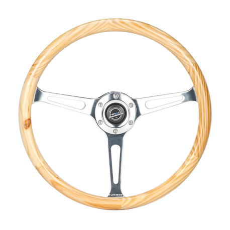 Kormányok 3 küllős sportkormány NRG Classic LIGHT, 380mm, fa, mélység nélkül, barna/króm | race-shop.hu