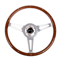 3 küllős sportkormány NRG Classic, 380mm, fa, mélység nélkül, barna/ezüst