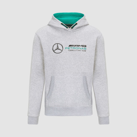 Pulóverek és kabatok Mercedes-AMG Petronas Logo kapucnis pulóver, szürke | race-shop.hu