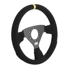 3 küllős sportkormány OMP ALU RALLY, 320mm, velúr, mélység nélkül, fekete/sárga