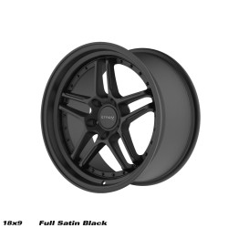 STROM DS-05 kerék 18x9 5x120 72.6 ET30, Teljes szatén fekete w/ Fekete csavarok