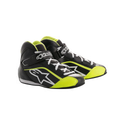 Gyerek gokart cipő Alpinestars Tech-1 K, fekete/fehér/fluo sárga