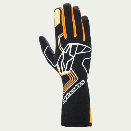Kesztyűk FIA versenykesztyű Alpinestars Tech-1 Race V4 (külső varrás), fekete/fluo narancssárga | race-shop.hu