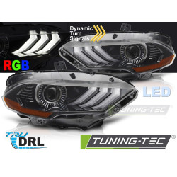 LED első fényszórók RGB DRL, fekete FORD MUSTANG 18-21