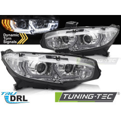Fényszórók króm DRL SEQ HONDA CIVIC X 16-21-hez
