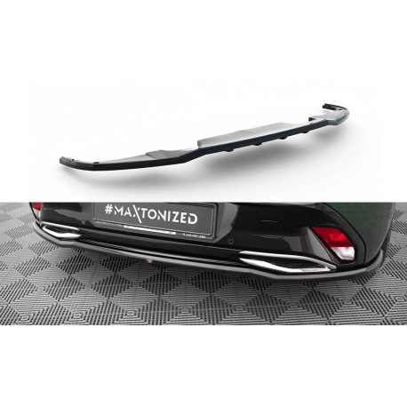 Body kitek és vizuális kiegészítők MAXTON DESIGN hátsó splitter Peugeot 308 Hatchback Mk3-hoz (függőleges sávokkal), fényes fekete | race-shop.hu