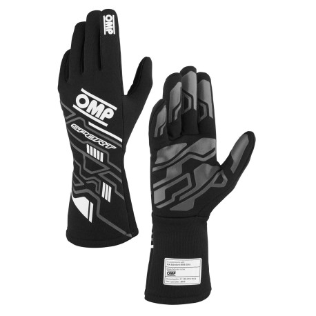 Kesztyűk FIA versenykesztyű OMP SPORT (belső varrás), fekete/fehér | race-shop.hu