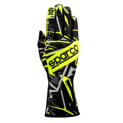Gokart kesztyű Sparco K-ROOKIE (belső varrás), fekete/fluo sárga
