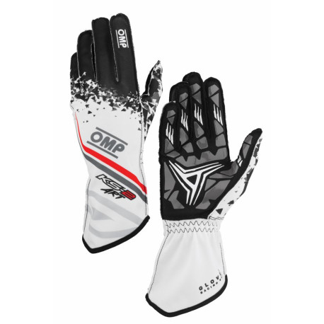Kesztyűk Versenykesztyű OMP KS-2 ART my2025 (külső varrás) fehér/fekete/piros | race-shop.hu