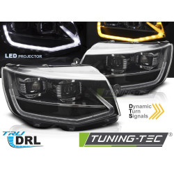 LED fényszórók Fekete csővilágítás DRL SEQ VW T6 15-19-hez
