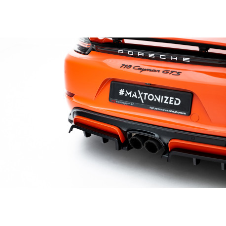 Body kitek és vizuális kiegészítők MAXTON DESIGN hátsó splitter Porsche 718 Cayman GTS 982c-hez (függőleges sávokkal), fényes fekete | race-shop.hu
