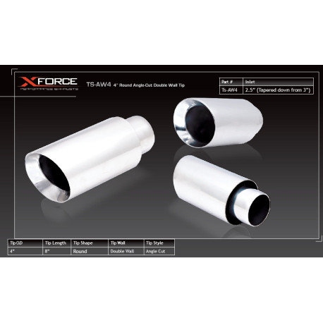 Egy kimenettel 2.5" bemeneti átmérő, 4" Double Wall kerek, ferde vágású végződés (bővíthető), 304 rozsdamentes acél | race-shop.hu