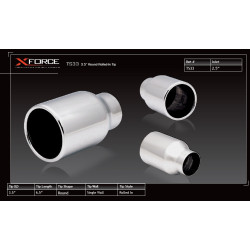 XFORCE 2.5″ bemeneti 3.5″ kerek, visszahajtott peremű végződés, rozsdamentes acél