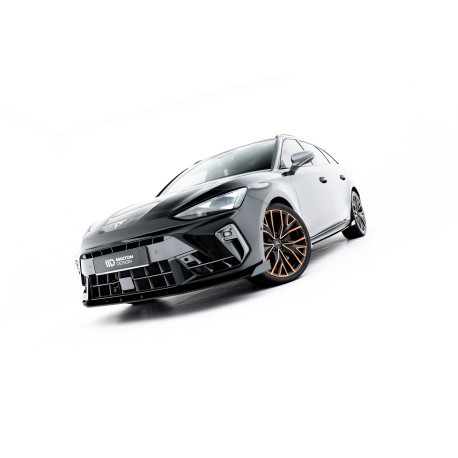 Body kitek és vizuális kiegészítők MAXTON DESIGN Street Pro első splitter Cupra Leon ST / Hatchback Mk1 Facelift-hez, fekete-piros + fényes flapsok | race-shop.hu
