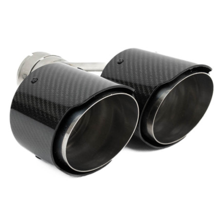 Két kimenettel Kipufogóvég RACES CARBON 2x101mm, bemenet 63.5mm - Fényes | race-shop.hu