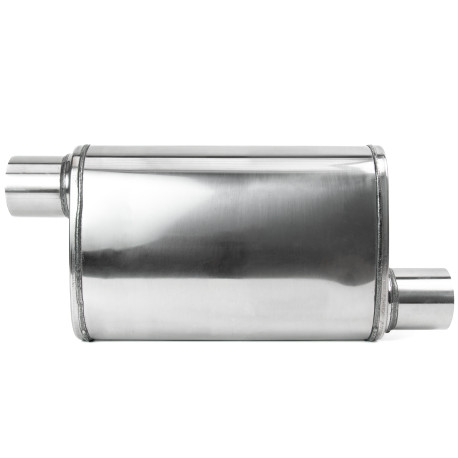 1x bemenet / 1x kimenet RACES 302 rozsdamentes kamrás központi hangtompító, be- és kimenet 2,5" (63mm) | race-shop.hu