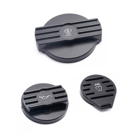 Olajsapka RACES Set of aluminium reservoir (oil, coolant, washer) caps - Black (Type 1) | race-shop.hu