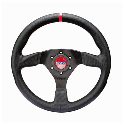 3 küllős sportkormány Sparco R383 CHAMPION, 330mm, bőr, 39mm mélység, fekete