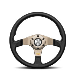 3 küllős sportkormány MOMO TUNER, 320mm, bőr, 40mm mélység, fekete/szürke
