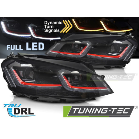 Világítás Teljes LED fényszórók VW GOLF VII 13-17-hez (piros SEQ DRL) | race-shop.hu