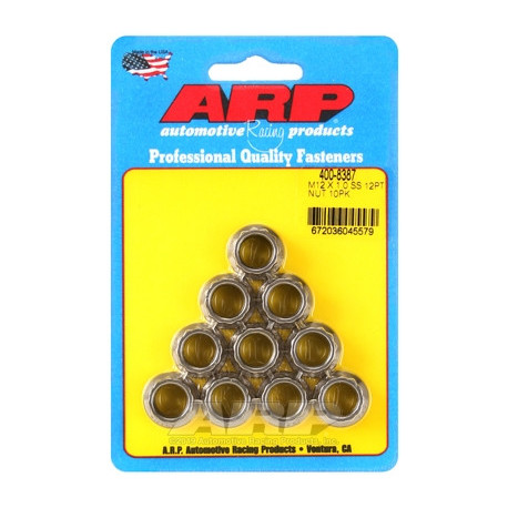 Motor alkatrészek ARP rozsdamentes acél 12-pontos anya készlet - M12 x 1.00 (10 darab) | race-shop.hu
