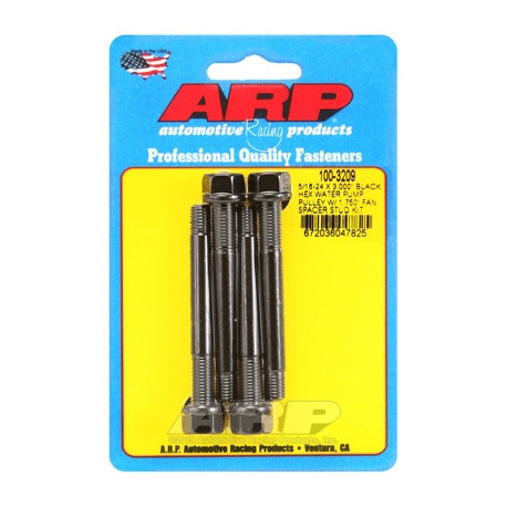 Motor alkatrészek ARP 5/16-24 x 3.000 fekete hatszögű vízpumpa feszítőcsavar 1.750 ventilátor távtartóval - 8740 króm-molibdén | race-shop.hu