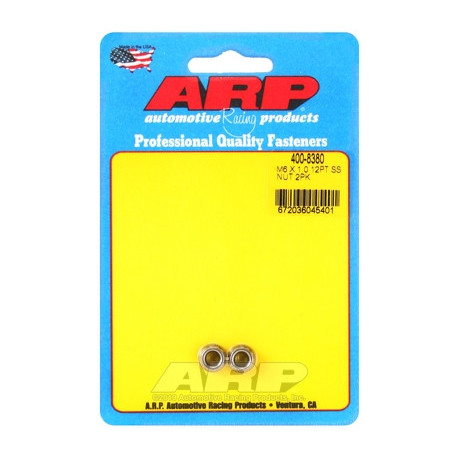 Motor alkatrészek ARP rozsdamentes acél 12-pontos anya készlet - M6 x 1.00 (M8 kulcs) | race-shop.hu