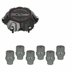 EVO Corse Fixing Kit DakarZero Cap + Lug Nuts M12×1.50 (6×139.7) (Matt Black Badge)