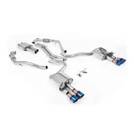 Milltek KIPUFOGÓRENDSZER Milltek Cat-back exhaust resonated quad burnt/blue titanium tips for Audi S5 3.0 V6 Turbo Coupe (B9) 2017+ | race-shop.hu