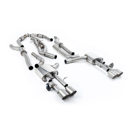 Milltek KIPUFOGÓRENDSZER Milltek Cat-back exhaust resonated twin brushed titanium tips for Audi S8 4.0 TFSI V8 Saloon/Sedan (D5) (non-GPF) 2020+ | race-shop.hu