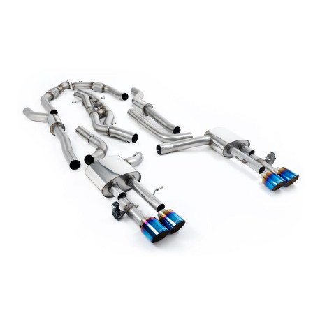 Milltek KIPUFOGÓRENDSZER Milltek Cat-back exhaust resonated twin burnt/blue titanium tips for Audi S8 4.0 TFSI V8 Saloon/Sedan (D5) (non-GPF) 2020+ | race-shop.hu