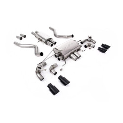Milltek Cat-back exhaust resonated valved quad Cerakote black tips for Land Rover Defender 90 V8 (non-GPF, North America) 2021+