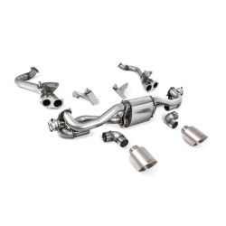 Milltek GPF bypass pipe brushed titanium tips for Porsche Cayman 718 GT4 4.0 (GPF, PDK) 2020+