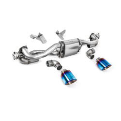 Milltek GPF-back exhaust burnt/blue titanium tips for Porsche Cayman 718 GT4 4.0 (GPF) 2020+