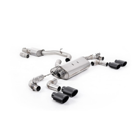 Milltek KIPUFOGÓRENDSZER Milltek Cat-back exhaust resonated valved for Volkswagen Golf Mk7.5 R 2.0 TSI 300PS (GPF) 2019-2022 - Cerakote black tips | race-shop.hu