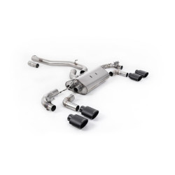 Milltek Cat-back exhaust (louder) valved for Volkswagen Golf Mk7.5 R 310PS (non-GPF) 2017-2021 - Cerakote black tips