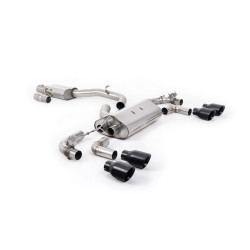 Milltek Cat-back exhaust resonated valved for Volkswagen Golf Mk7.5 R 310PS (non-GPF) 2017-2021 - Quad Cerakote black tips