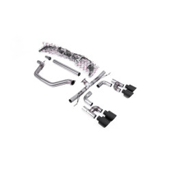 Milltek Cat-back exhaust (loudest) Cerakote black tips for Volkswagen Golf Mk8 GTi (non-GPF, , Quad Outlet Systems) 2021-2024
