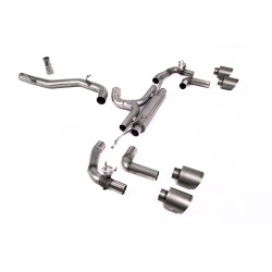 Milltek GPF-back exhaust (loudest) for Volkswagen Golf Mk8 R 2.0 TSI 320PS (GPF) 2021-2024 - Brushed titanium tips