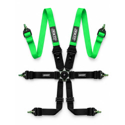 FIA 6 point sport safety belts RACES EVO HANS 3" (76mm) - FLUO GREEN
