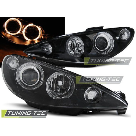 Világítás TUNING-TEC első lámpák (Angel Eyes) PEUGEOT 206 02-höz (H7), fekete, V1 | race-shop.hu
