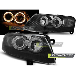 Fényszóró ANGEL EYES fekete AUDI A6 C6 04.04-08