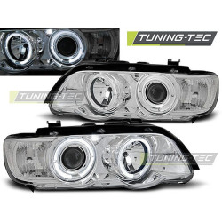 TUNING-TEC első lámpák (Angel Eyes) BMW X5 E53 09.99-10.03-hoz (H7/H1), króm